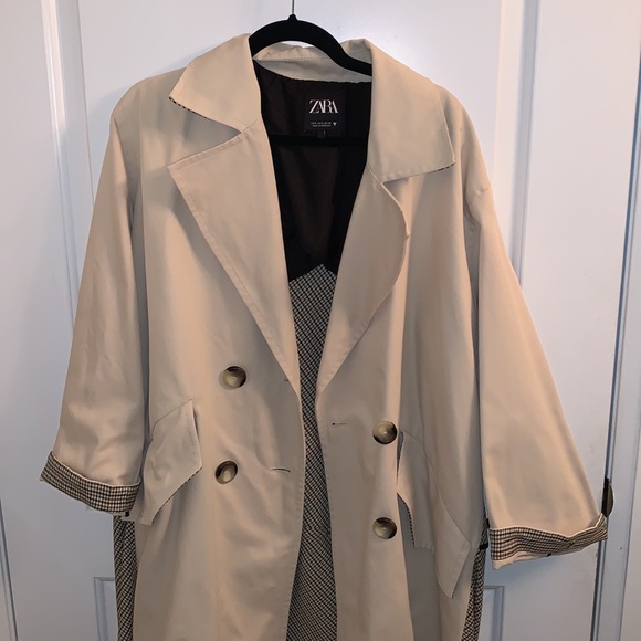 ZARA beige oversized trench coat size SMALL - Picture 1 of 8